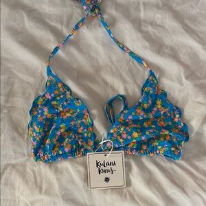 Kulani Kinis lettuce Edge Bralette bikini top la belle size small NWT